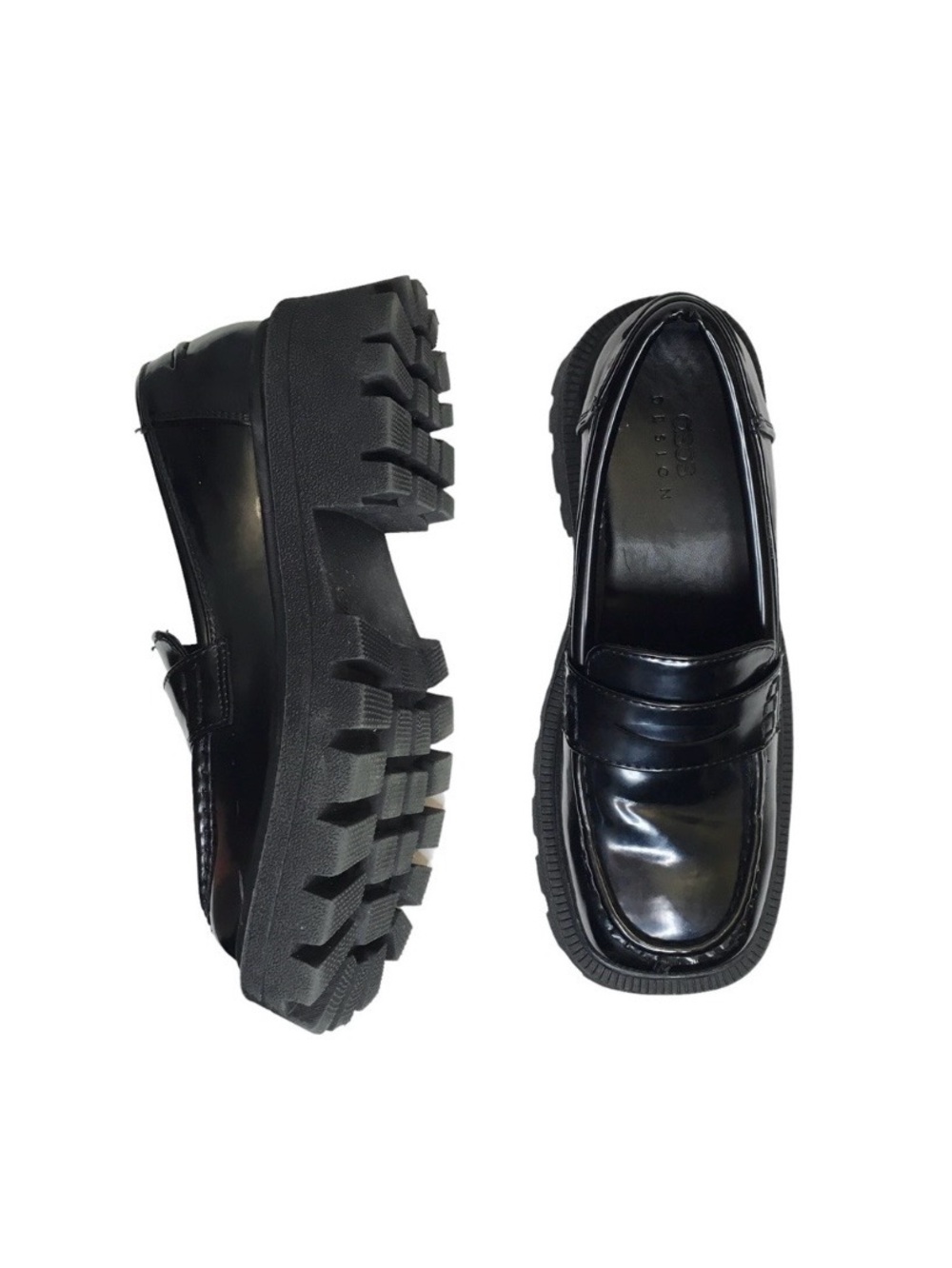 ASOS Design Platform Penny Loafers Chunky Heel Lug Sole Square Toe | 8-9 EU 39